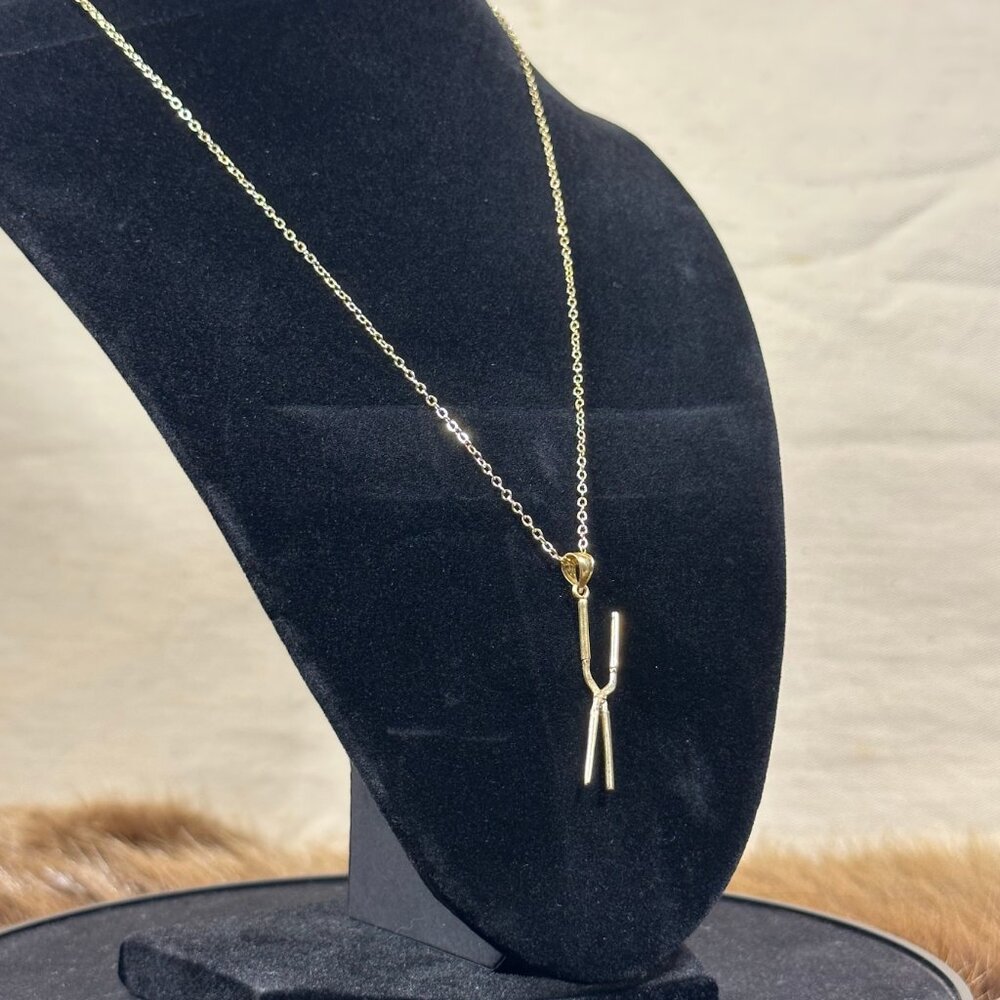 Gold Curling Iron Pendant Necklace - Picture 3 of 3